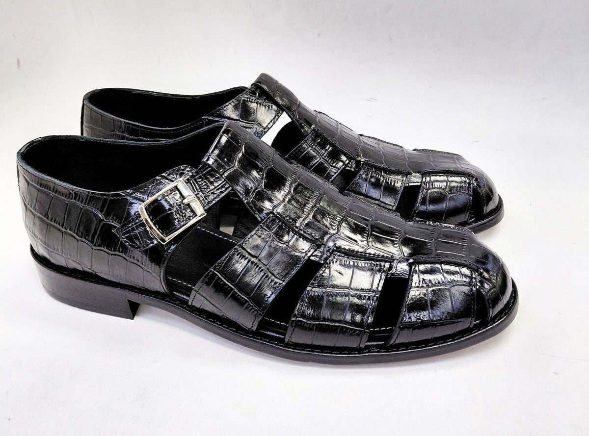 C Collection Crocodile Sandal - Black