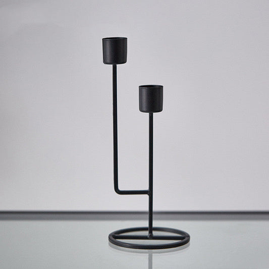 Iron Art Perforated Candlestick Table Decoration Candlelight Dinner Props