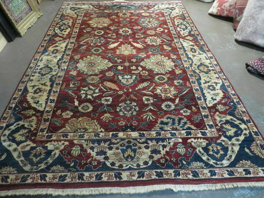 6' X 9' Vintage Handmade India Floral Oriental Wool Rug Vegetable Dyes Red Nice