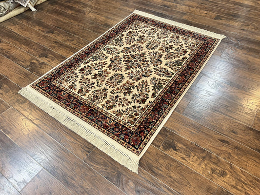 Karastan Rug 4x6, Karastan Ivory Sarouk #760 Wool Carpet, Vintage Original Collection 700 Series Discontinued, Floral Oriental Rug