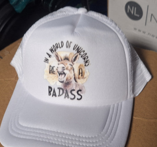 Adjustable Trucker Baseball Cap - In a World of Unicorns, Be a Badass Donkey
