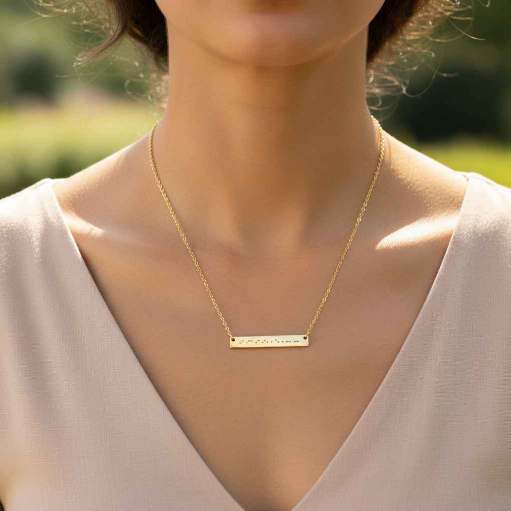 AWARENESS Morse Code Necklace – Epilepsy Awareness Bar Necklace