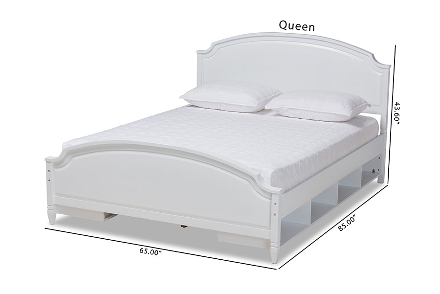 Baxton Studio Elise Classic and Traditional Transitional White Finished Wood Full Size Storage Platform Bed