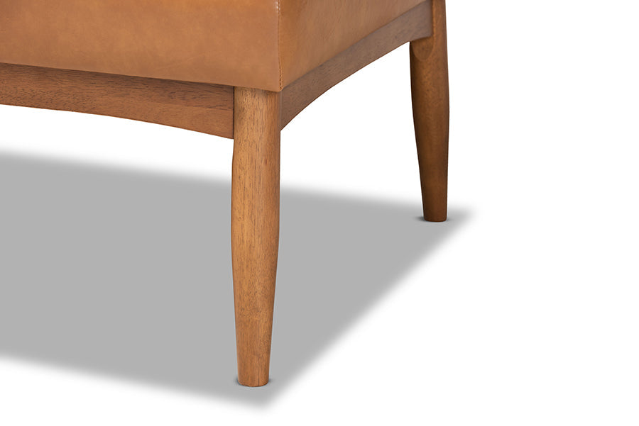 Baxton Studio Arvid Mid-Century Modern Tan Faux Leather Upholstered and Walnut Brown Finished Wood 4-Piece Dining Nook Set