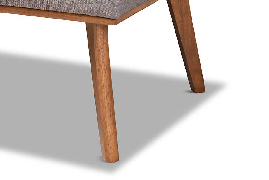 Baxton Studio Odessa Mid-Century Modern Grey Fabric Upholstered and Walnut Brown Finished Wood 5-Piece Dining Nook Set