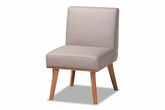 Baxton Studio Odessa Mid-Century Modern Grey Fabric Upholstered and Walnut Brown Finished Wood Dining Chair