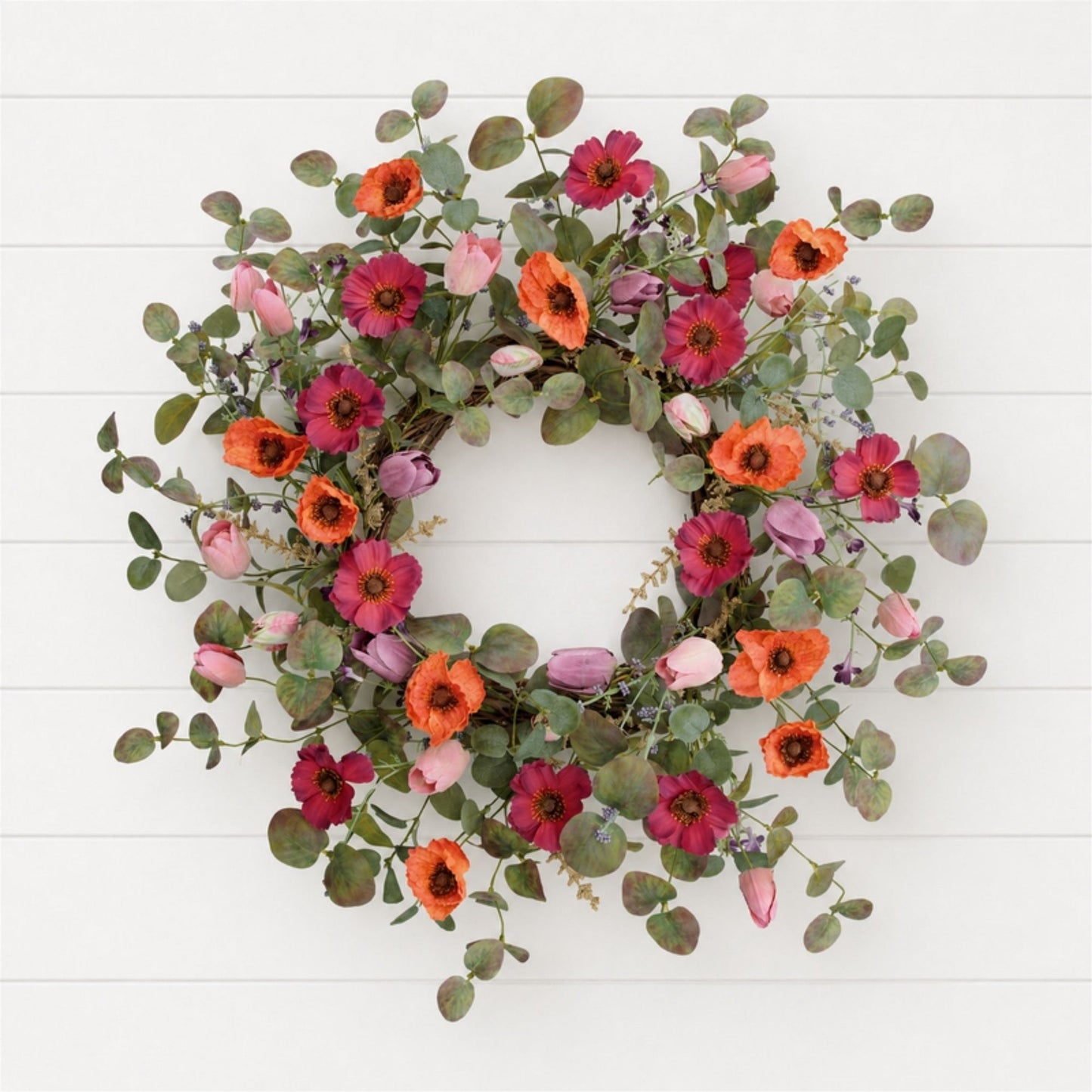 Poppy & Tulip Floral Wreath 22"D