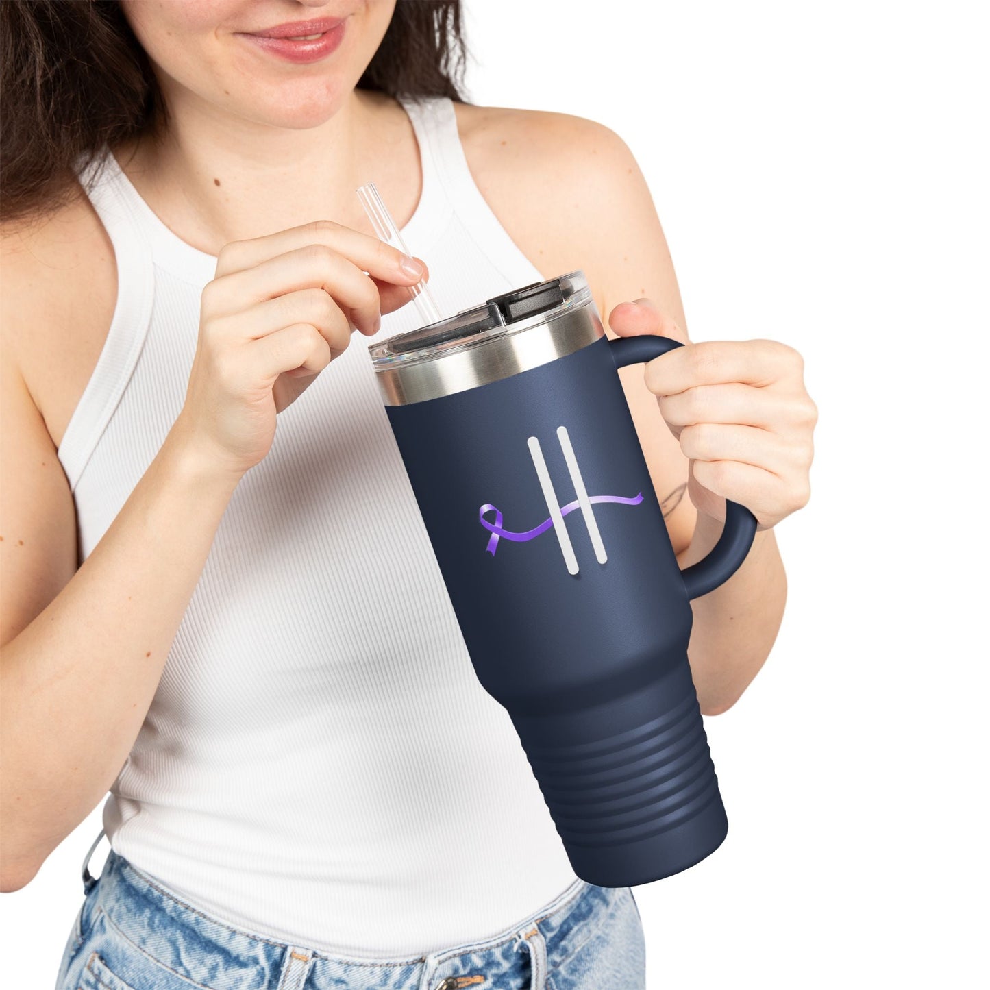 Pause | 40oz Insulated Travel Mug β Subtle Epilepsy Awareness