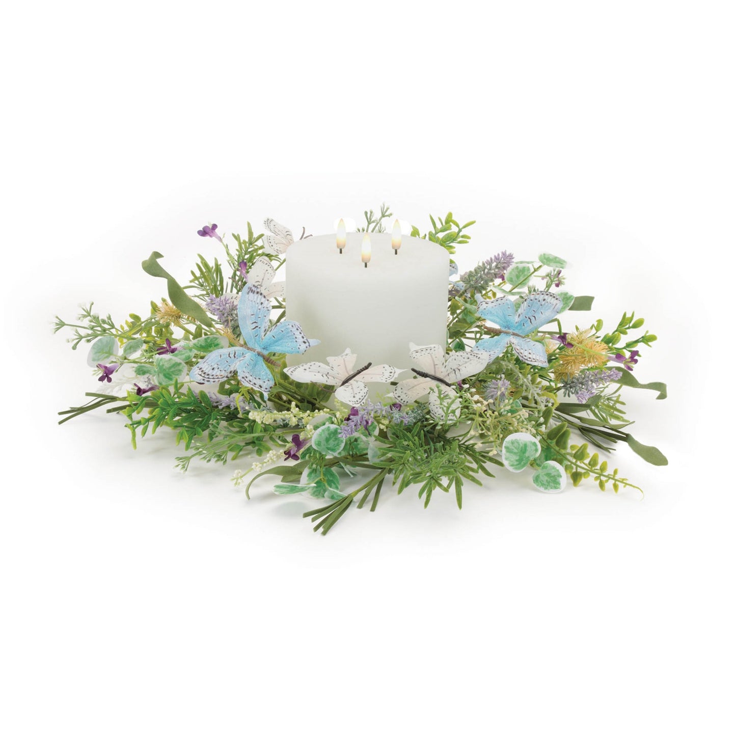 Mixed Pansy and Butterfly Candle Ring 17"D