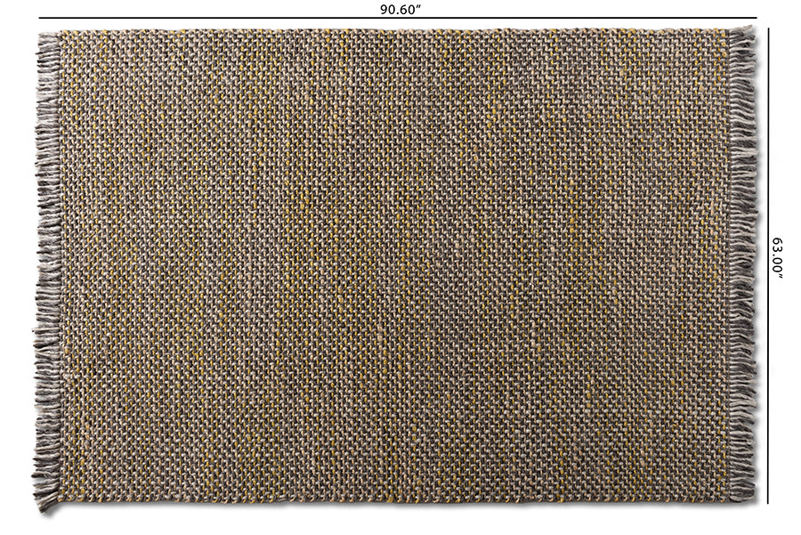 Baxton Studio Nurten Modern and Contemporary Yellow and Grey Handwoven Hemp Blend Area Rug