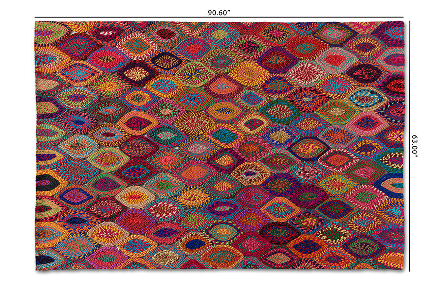 Baxton Studio Addis Modern and Contemporary Multi-Colored Handwoven Fabric Area Rug