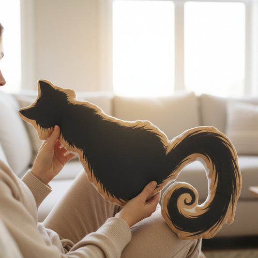 Cat Silhouette Pillow — Ink, Elegance, and a Little Attitude