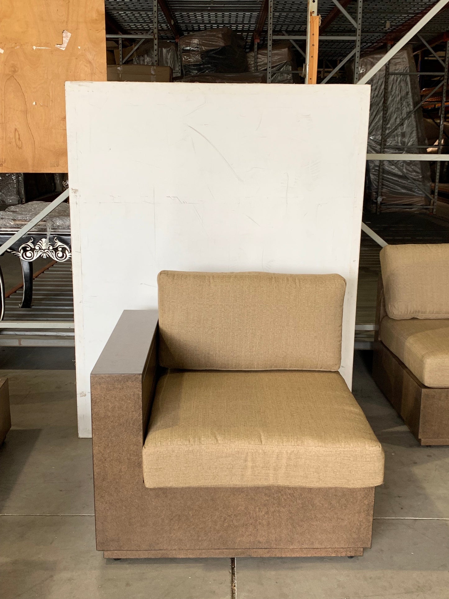 Modern Rustic Right and Left Arm Single Seaters With Cushions
