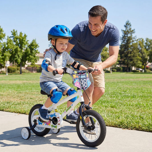 Kids Bike with Training Wheels 12-18 Inch White