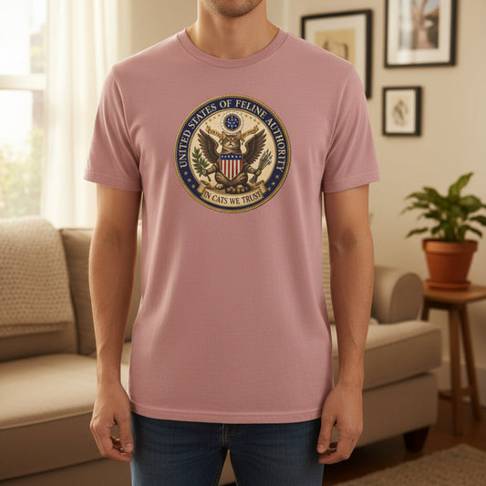 United States Of Feline Authority Vintage Seal Cat Tee
