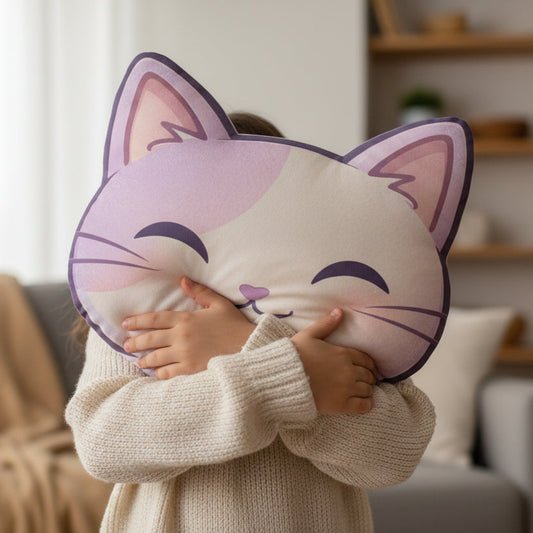 Smiling Cat Face Pillow — Soft, Sweet, Slightly in Charge