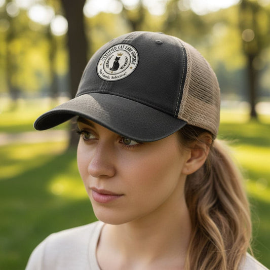 Certified Cat Lady Division Ponytail Cap | “Not Lonely. Selective.”