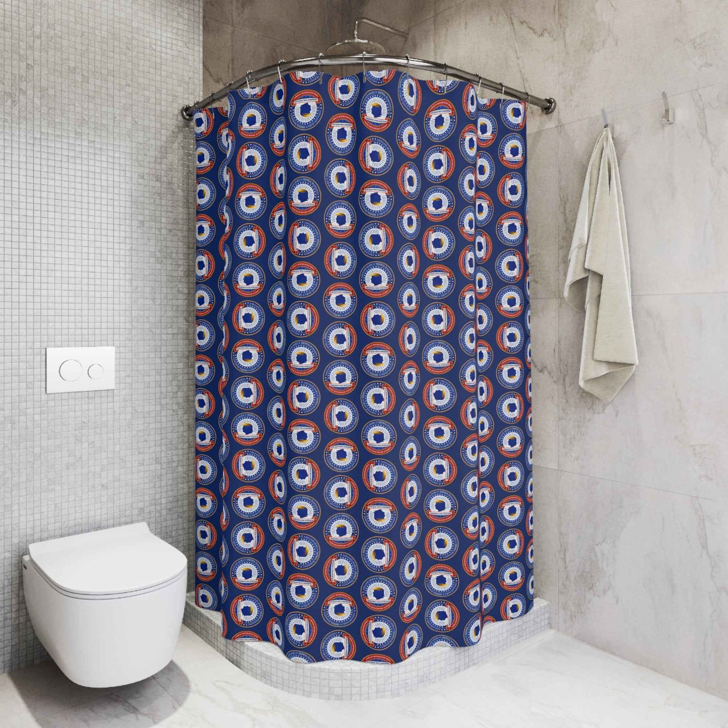 Executive Office of Shower Operations Curtain – Patriotic Faux Seal Shower Curtain