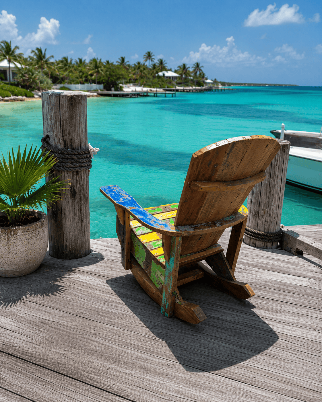 Recycled Boat Wood Adirondack Rocking Chair – Handmade in Bali, Indonesia