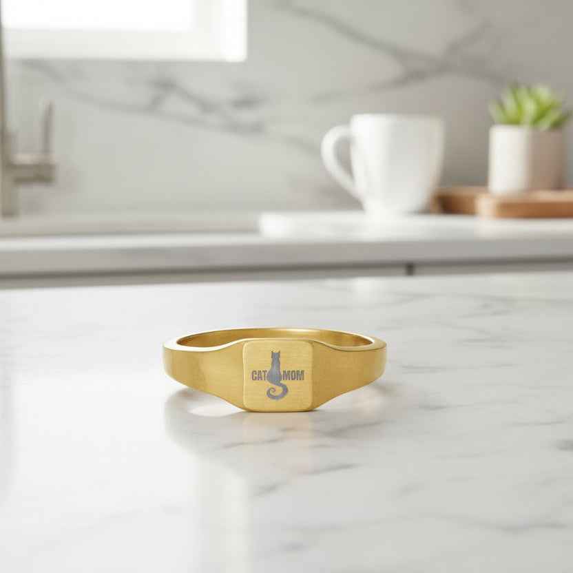 CAT MOM Square Signet Ring — Officially Spoken For
