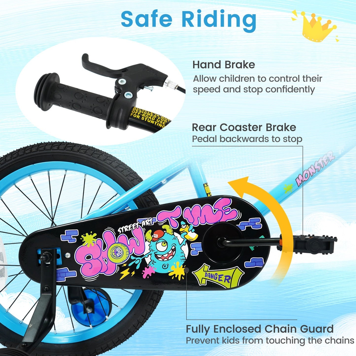 Kids Bike 16 Inch with Training Wheels Ages 4-7