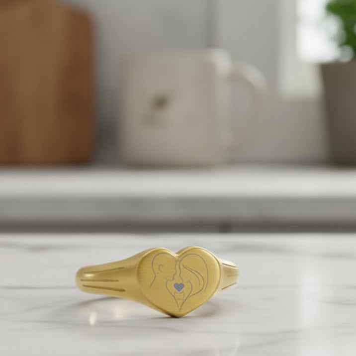 Whiskered Love Heart Signet Ring — Third Wheel, Official Edition