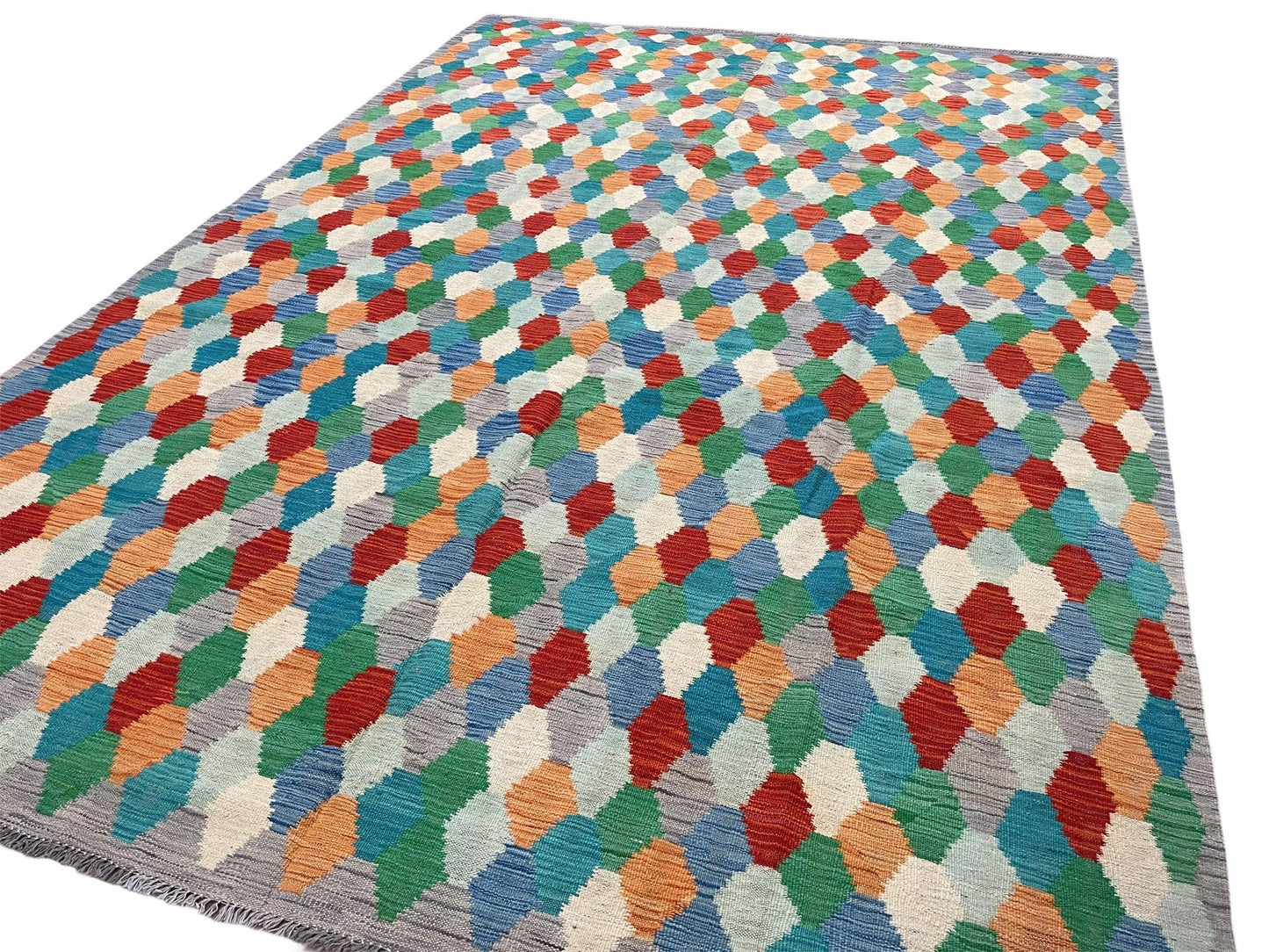 6.5 x 9.5 Colorful Chobi Kilim Rug 6 x 9 Multicolor Turkish Kilim Rug 7x10 Chobi Kilim Rug Playroom Rug Wool Kilim Rug 6x9 New Tribal Kilim