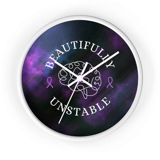 Beautifully Unstable Purple Ribbon Brain Silent Wall Clock – 10" Awareness Clock
