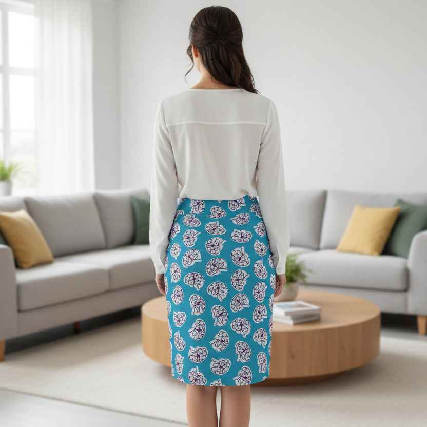 Brain & Lightning Pencil Skirt — Quiet Power Edition