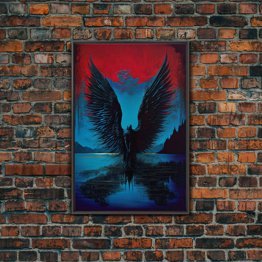 Ethereal Gothic Angel Dreamy Night Sky Celestial Fantasy Wall Art Canvas Print - Colorful Artwork for Home Decor