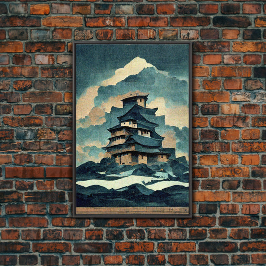 Shiro Japanese Castle Canvas Print, jō, cool wall art, antique looking wall art, vintage style wall decor