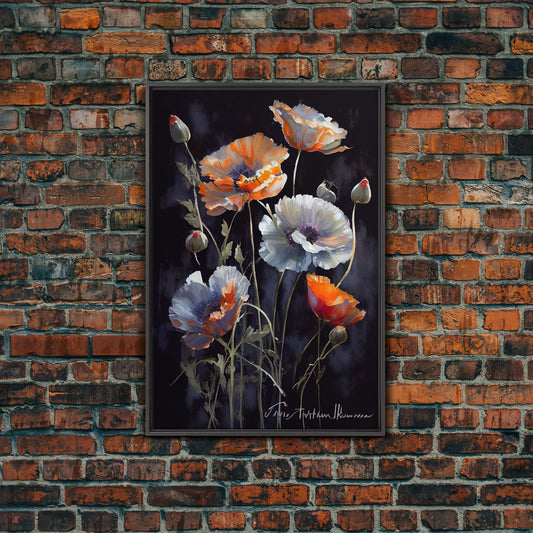 Vintage Style Flower / Botanical Painting Print / Framed Canvas Print / Beautiful Floral Decor / Boho Style Flower Art / Minimalist Painting