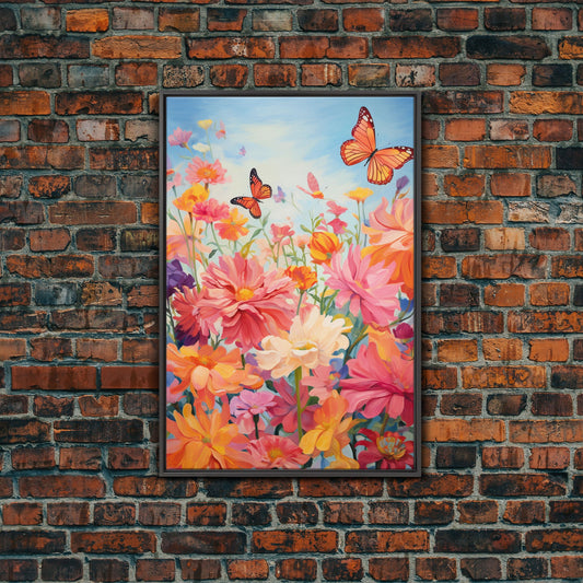 Spring Decor, Wildflower Meadow, Floral Art, Colorful Print, Canvas Print, Wall Art, Vertical Art, Gift For Women, Ranch House Decor