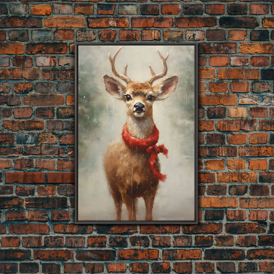 Cute Buck Dressed For Christmas, Christmas Decor, Woodland Animals, Christmas Wall Art, Winter Decor, Holiday Decor, Seasonal Decor