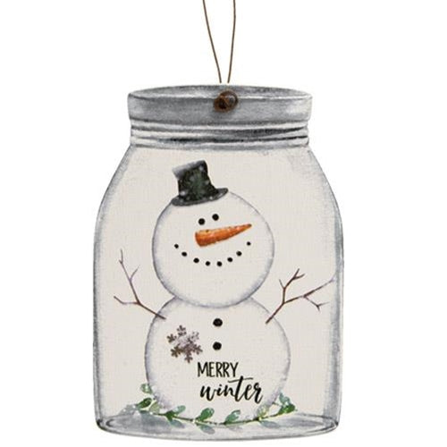 Happy Snowman Mason Jar Ornament 3 Asstd. (Pack of 4)