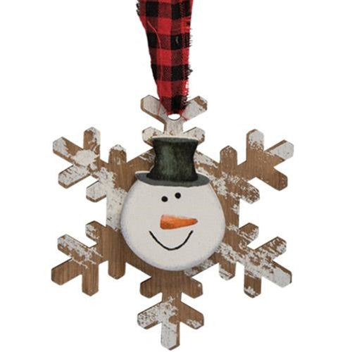 Happy Snowman Snowflake Ornament 3 Asstd. (Pack of 4)