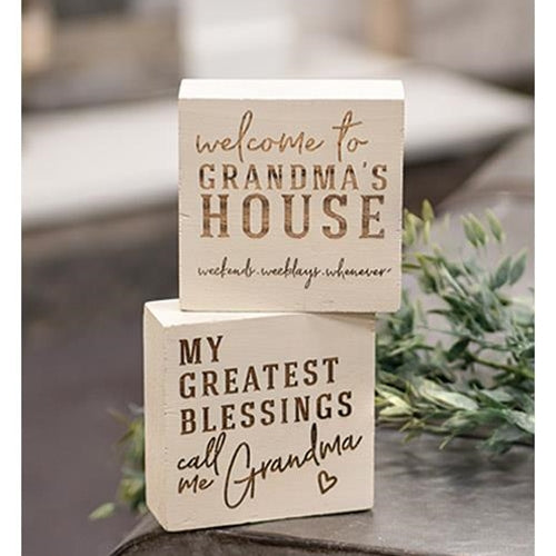Grandma's House Engraved Block 2 Asstd. (Pack of 4)