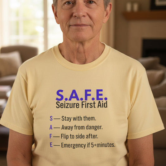 S.A.F.E. Seizure First Aid T-Shirt – Epilepsy Awareness Education Tee