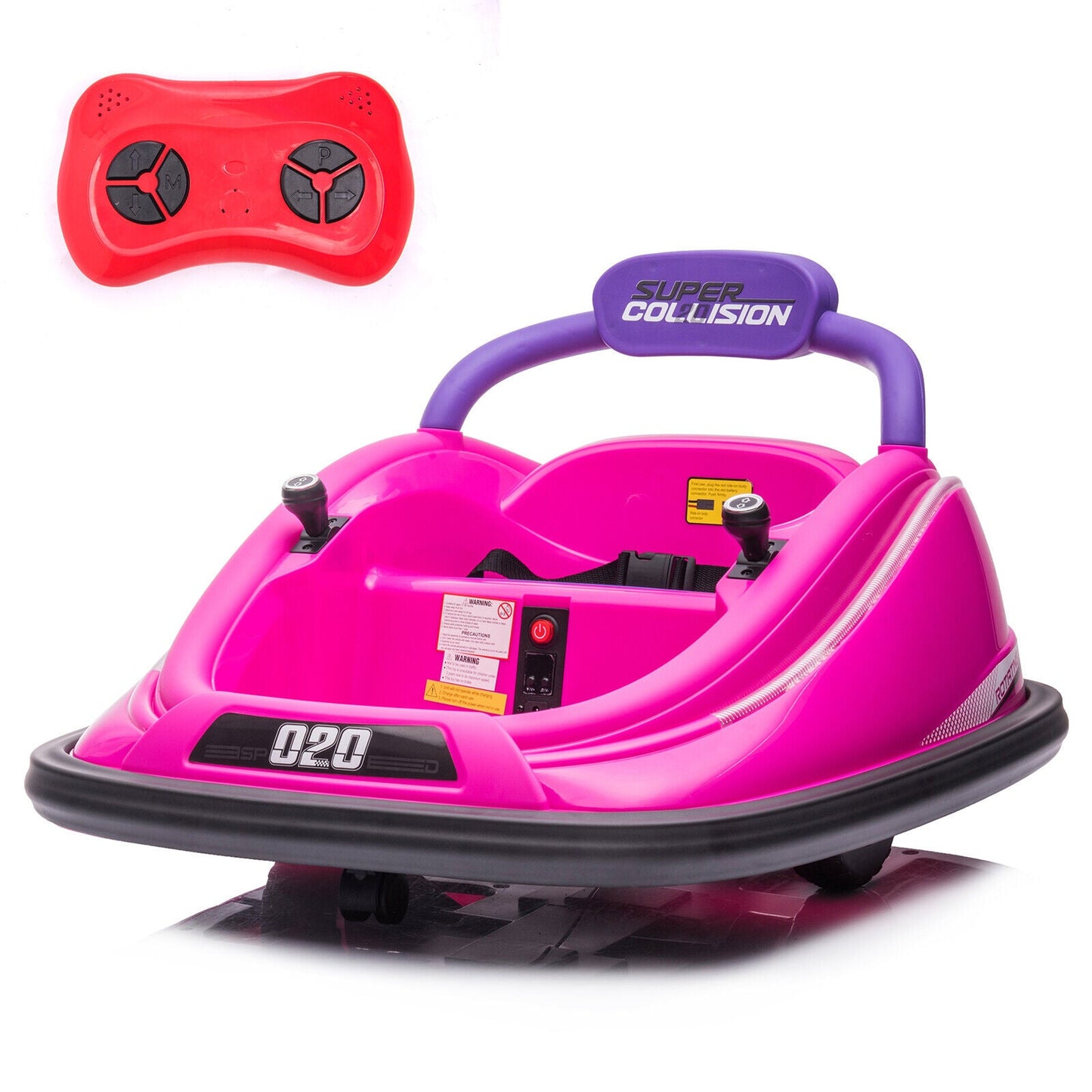 360° Rotating Kids Electric Bumper Car with Remote Control and LED Lights - 12V Ride On Vehicle