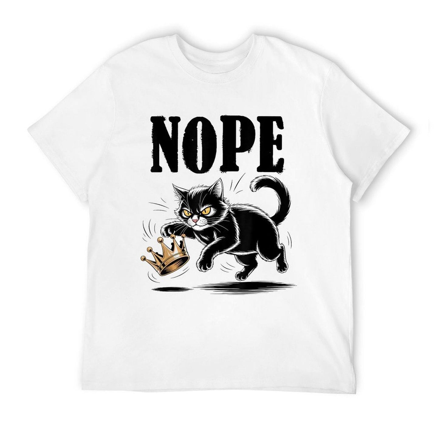 Nope No Kings In America Funny Black Cat Lovers Rolled Sleeves T-Shirt