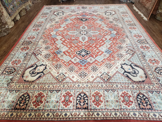 8 x11 Top Quality Veg Dye Turkish Carpet Decorative Handmade Geometric Area Rug