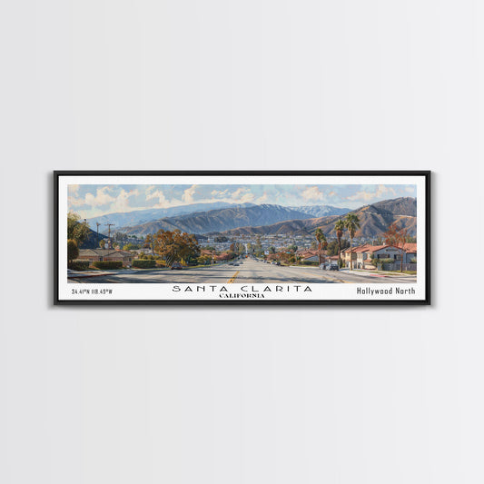 Santa Clarita California Travel Poster, Framed Canvas Print, Wall Art, Home Decor, Travel Print, Living Room Art, Artistic Gift