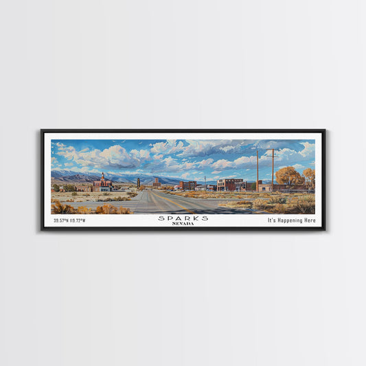 Sparks Nevada Travel Poster, Framed Canvas Print, Wall Art, Home Decor, Travel Print, Office Decor, Living Room Art, Gift Idea