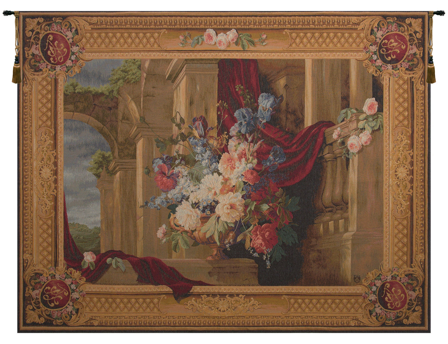 Bouquet Et Architecture Horizontal French Tapestry