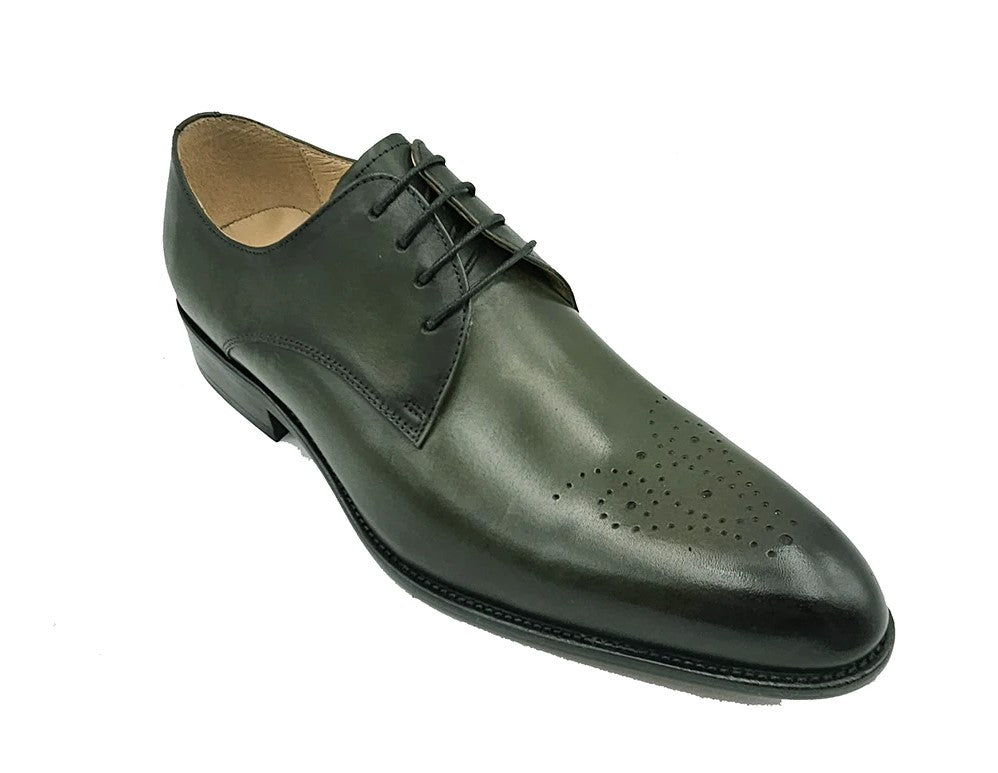 Carrucci Burnished Calfskin Oxford - Olive