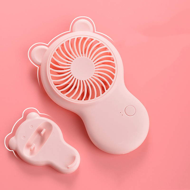 Handheld Pocket Mini Fan Portable With Bracket USB Mini Fan Portable Pocket Fan Cartoon Handheld Desktop Rechargeable Standing Fan Three Gear Wind Speed Regulation Battery Operated USB Small Fan with 3 Speeds for Home Office Car Outdoor Travel
