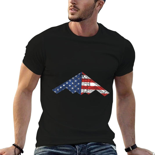 B-2 Bomber Stealth Aircraft Schematic American B2 High-quality Stitching T-Shirt