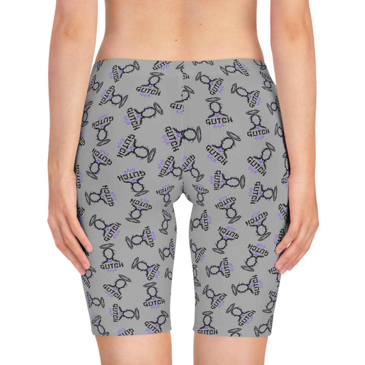 Glitch Pattern Women's Bike Shorts — All-Over Print Tech Cycling Shorts