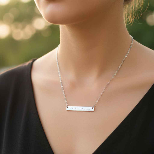 AWARENESS Morse Code Necklace – Epilepsy Awareness Bar Necklace