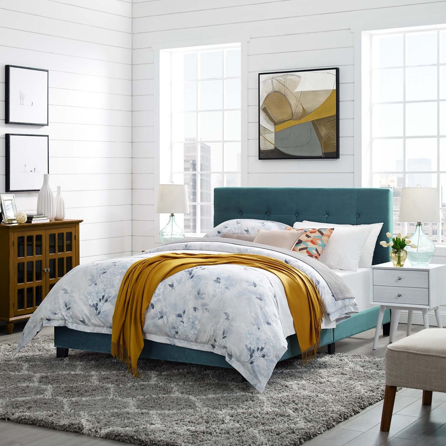Amira Performance Velvet Queen Bed by Modway